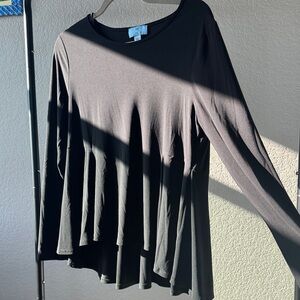 CeCe Black Flowy Peplum Long Sleeve Top